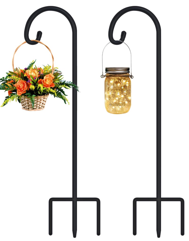 FEED GARDEN Adjustable 32 Inch Small Shepherds Hooks for Outdoor, Garden Hooks for Lanterns, Sheperds Hook for Hanging Plants, Bird Feeders, Solar Lights, Mason Jars, Weddings Decor,2 Pack - Image 1