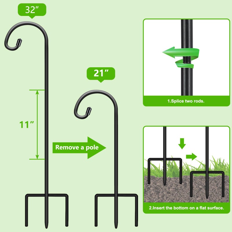 FEED GARDEN Adjustable 32 Inch Small Shepherds Hooks for Outdoor, Garden Hooks for Lanterns, Sheperds Hook for Hanging Plants, Bird Feeders, Solar Lights, Mason Jars, Weddings Decor,2 Pack - Image 4