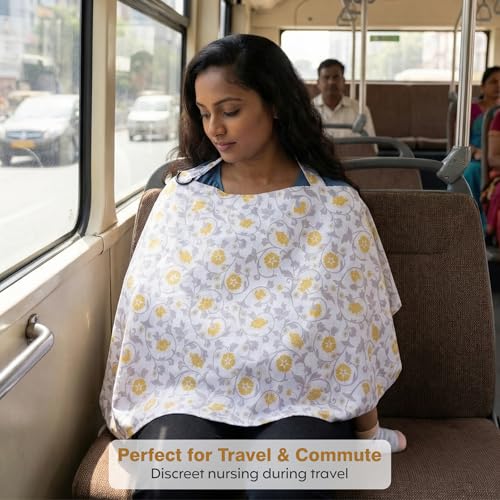 A Baby Cherry - Nursing Cover, Nursing Covers for Feeding Mom, Feeding Cover Breastfeeding Mother, Feeding Cover for mom, Multi-Use, Breathable, 360 Full Privacy (Yellow) - Image 2