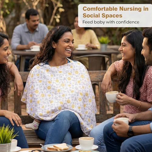 A Baby Cherry - Nursing Cover, Nursing Covers for Feeding Mom, Feeding Cover Breastfeeding Mother, Feeding Cover for mom, Multi-Use, Breathable, 360 Full Privacy (Yellow) - Image 5
