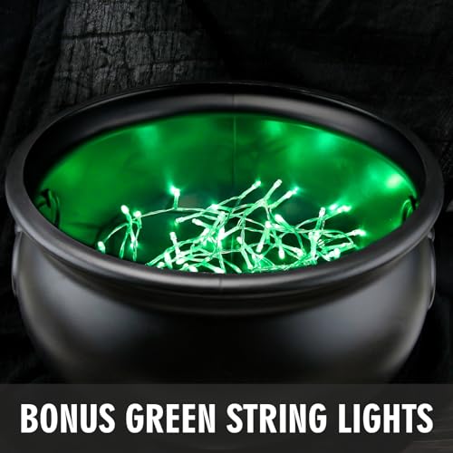ORIENTAL CHERRY Halloween Decorations - Large Witches Cauldron on 54" Tripod with Lights - Black Plastic Bowl Decor - Hocus Pocus Candy Bucket Decoration for Indoor Outdoor Home Room Porch Yard Lawn Party Outside - Image 4