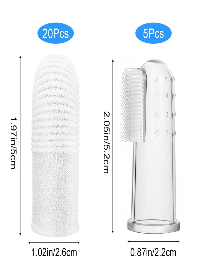 Wanmu 25Pcs Cat & Dog Toothbrush Soft Fabric Pet Finger Toothbrush Kit Washable & Reusable Oral Cleaning Wipes for Puppies Kittens at Home Dental Care (White and Clear) - Image 2