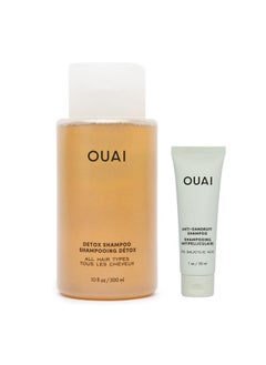 Ouai Detox Shampoo (10 Fl Oz) & Anti-Dandruff Deluxe Size (1 Fl Oz) Bundle - Soothing, Clarifying Shampoo Set For Dry, Flaky Scalp - Removes Dirt & Build Up (2 Count)  - Image 1