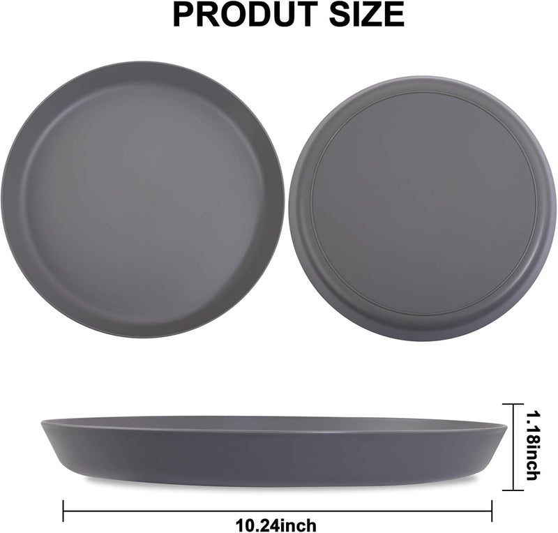 ejonirinjonir EI 16pcs Wheat Straw Dinner Plate Set  Unbreakable Plastic Dinner Plates Reusable  Lightweight Perfect for Halloween Family Dinners Picnics  School  Black White Dark Grey Beige - Image 2