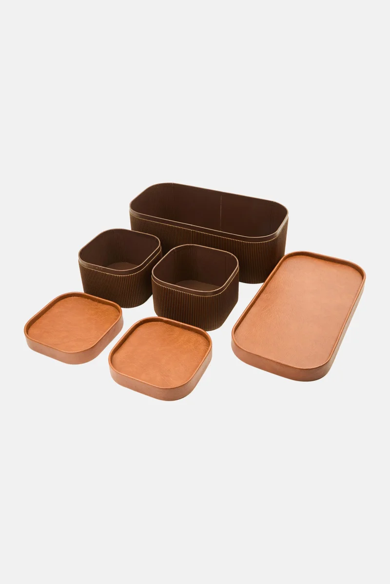 Muy Mucho 3 Pcs Storage Boxes With Lid Set 32 L x 12 H x 16 W, Brown