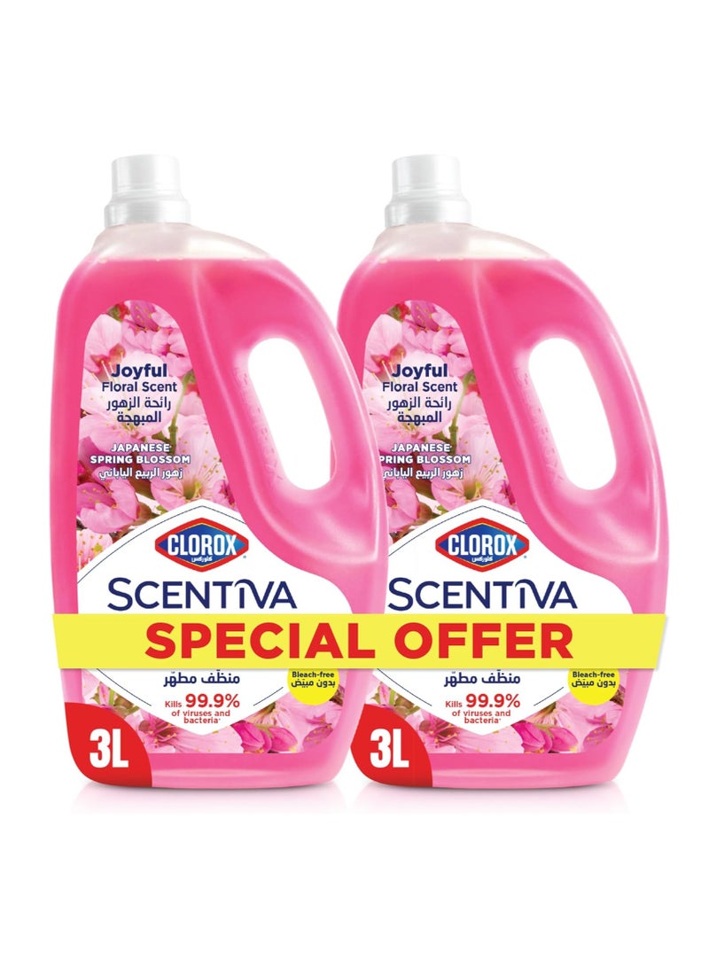 Clorox Scentiva Multipurpose Disinfectant Floor Cleaner Japanese Spring Blossom 2 x 1.5L  - Image 1