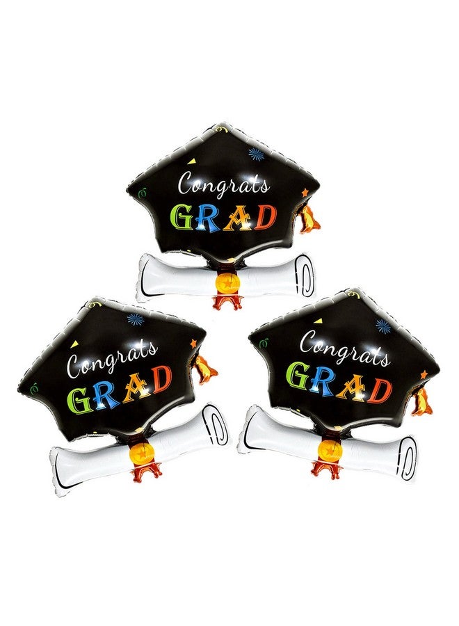Soochat Soochat Graduation Cap Balloons, Congrats Grad Balloon, Graduation Hat Balloons for Grad Party Decorations Supplies 3Pcs - Image 1