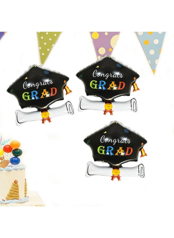 Soochat Soochat Graduation Cap Balloons, Congrats Grad Balloon, Graduation Hat Balloons for Grad Party Decorations Supplies 3Pcs - Image 5