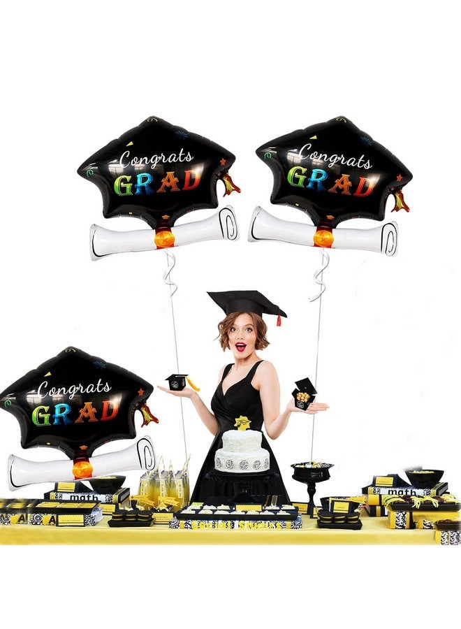 Soochat Soochat Graduation Cap Balloons, Congrats Grad Balloon, Graduation Hat Balloons for Grad Party Decorations Supplies 3Pcs - Image 3