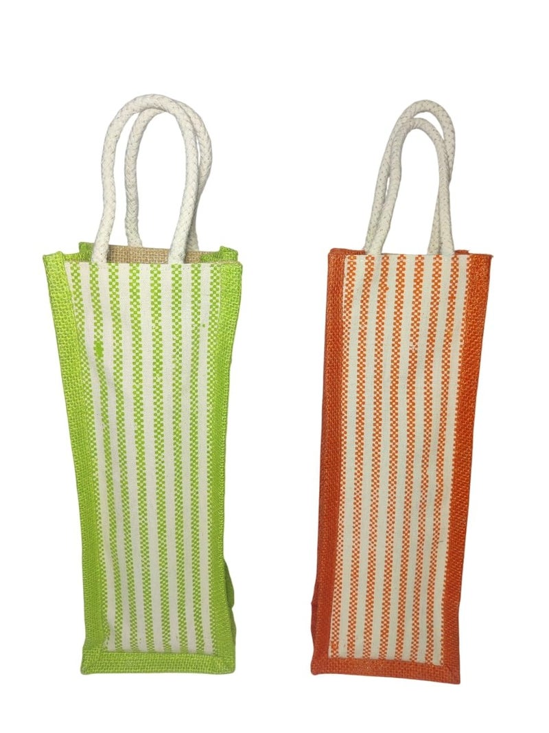 DAVALBA Jute Water Bottle Bag with Sturdy Handle Reusable Eco-Friendly Bottle Cover for Travel, Office, Gym Lightweight Jute Bags, Portable Bottle Holder for Men & Women (Multicolor, Pack of 1) - Image 2