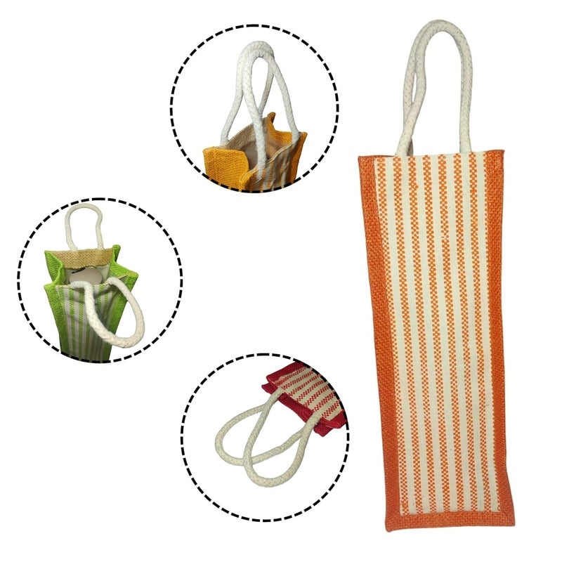 DAVALBA Jute Water Bottle Bag with Sturdy Handle Reusable Eco-Friendly Bottle Cover for Travel, Office, Gym Lightweight Jute Bags, Portable Bottle Holder for Men & Women (Multicolor, Pack of 1) - Image 3