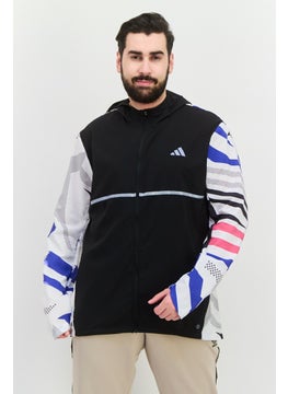 Adidas Men Sportswear Fit Long Sleeve Training Hooded Jackets, Black Combo  - Image 1