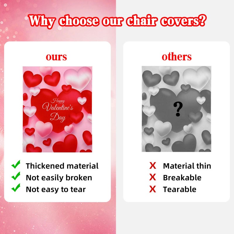 MOUNTCLIM Valentines Day Chair Covers Set of 4, Washable Red Pink Love Heart Seat Slipcovers for Dining Chairs, Valentine's Day Decor for Wedding Anniversary Home Kitchen Party - Image 5