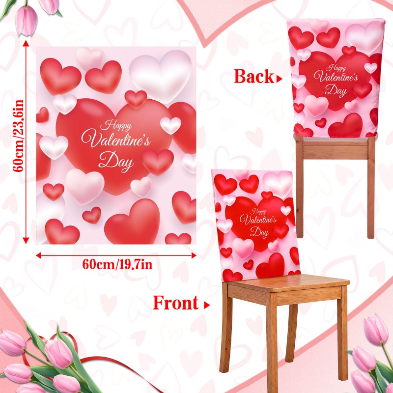 MOUNTCLIM Valentines Day Chair Covers Set of 4, Washable Red Pink Love Heart Seat Slipcovers for Dining Chairs, Valentine's Day Decor for Wedding Anniversary Home Kitchen Party - Image 4