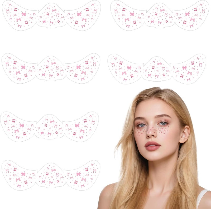 Sinbana Water rust proof 6 Pieces Halloween Face Summersprout Stickers, Waterproof Temporary Face Arm Tattoos Children and Adults Scary Makeup Accessories for Halloween Party (Bow Design) Condition adaptive build - Image 1