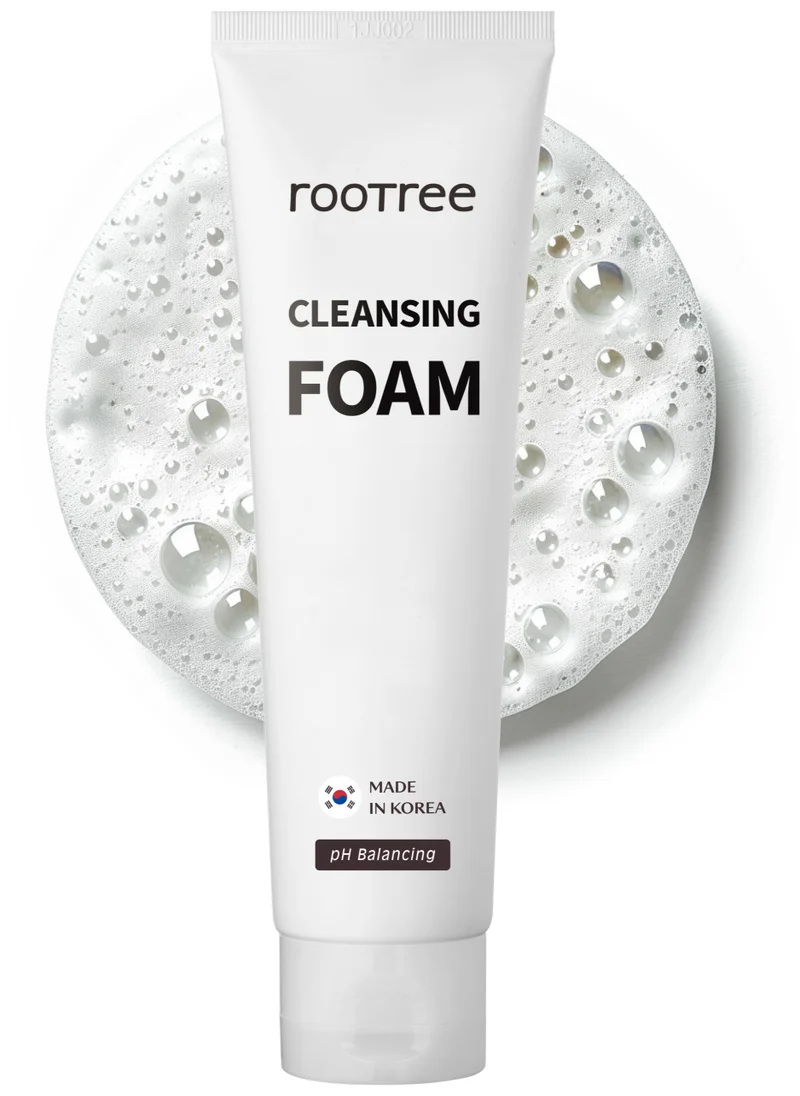 rootree Phytoground Relief Cleansing Foam - Korean Skincare, Deep Foam Cleanser, Gentle Exfoliaitng, Intense Hydration, Vegan & Cruelty Free