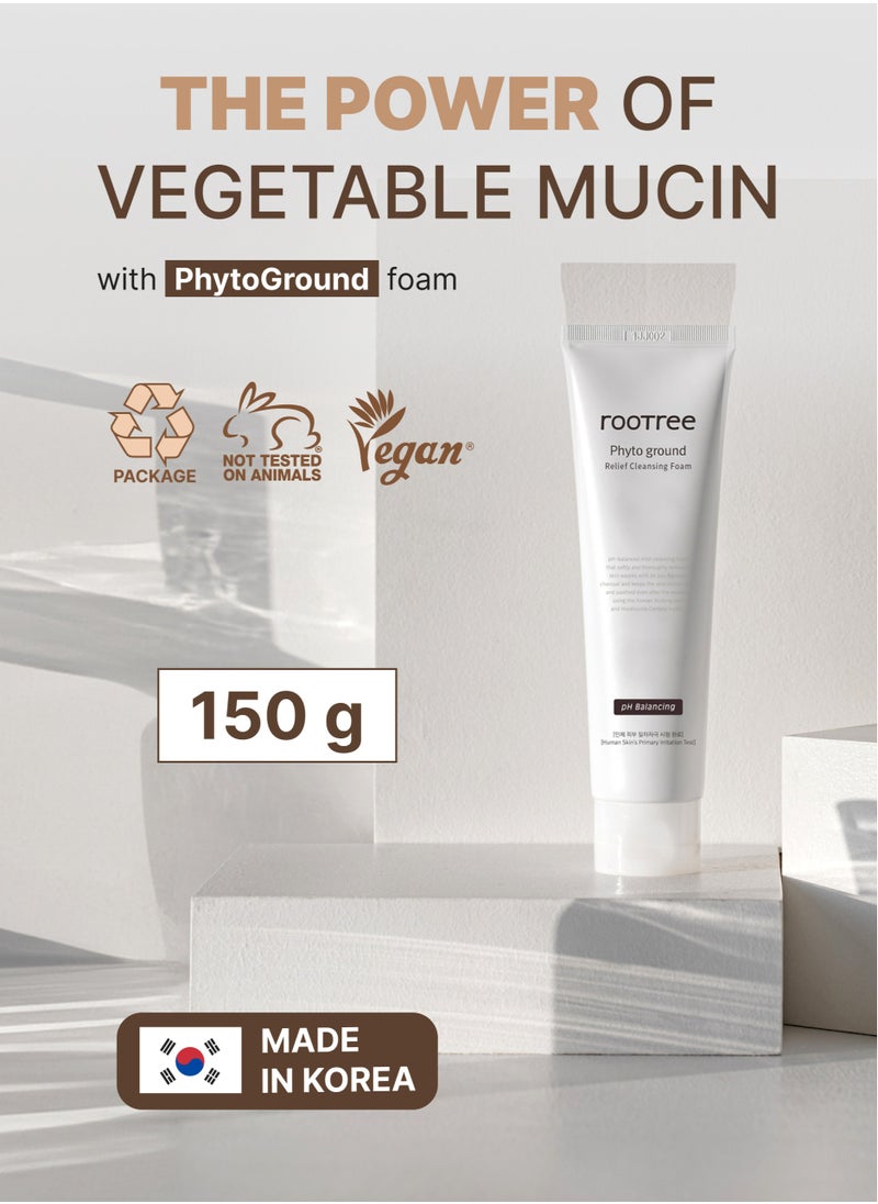rootree Phytoground Relief Cleansing Foam - Korean Skincare, Deep Foam Cleanser, Gentle Exfoliaitng, Intense Hydration, Vegan & Cruelty Free  - Image 2