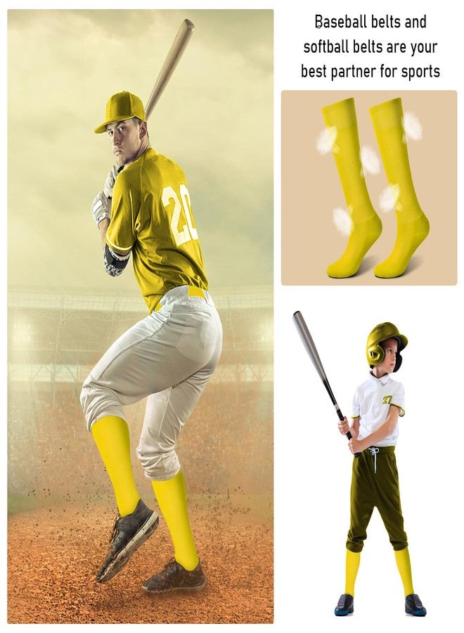 زانماي طقم جوارب وحزام بيسبول من زانماي، قابل للتعديل، جوارب وحزام سوفتبول، حزام خصر مطاطي للشباب والبنات والبالغين (أصفر، متوسط) - Image 3