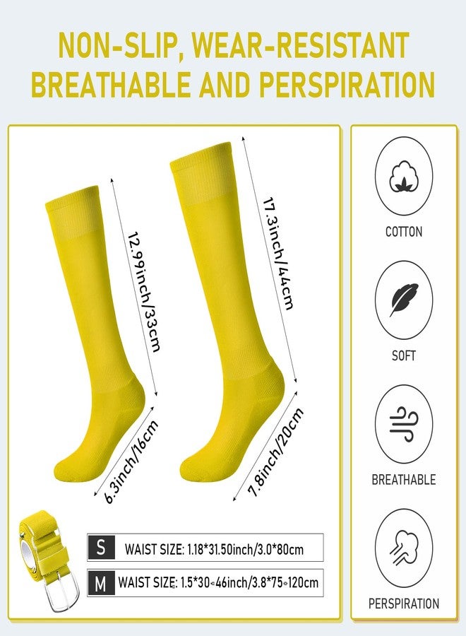 زانماي طقم جوارب وحزام بيسبول من زانماي، قابل للتعديل، جوارب وحزام سوفتبول، حزام خصر مطاطي للشباب والبنات والبالغين (أصفر، متوسط) - Image 2