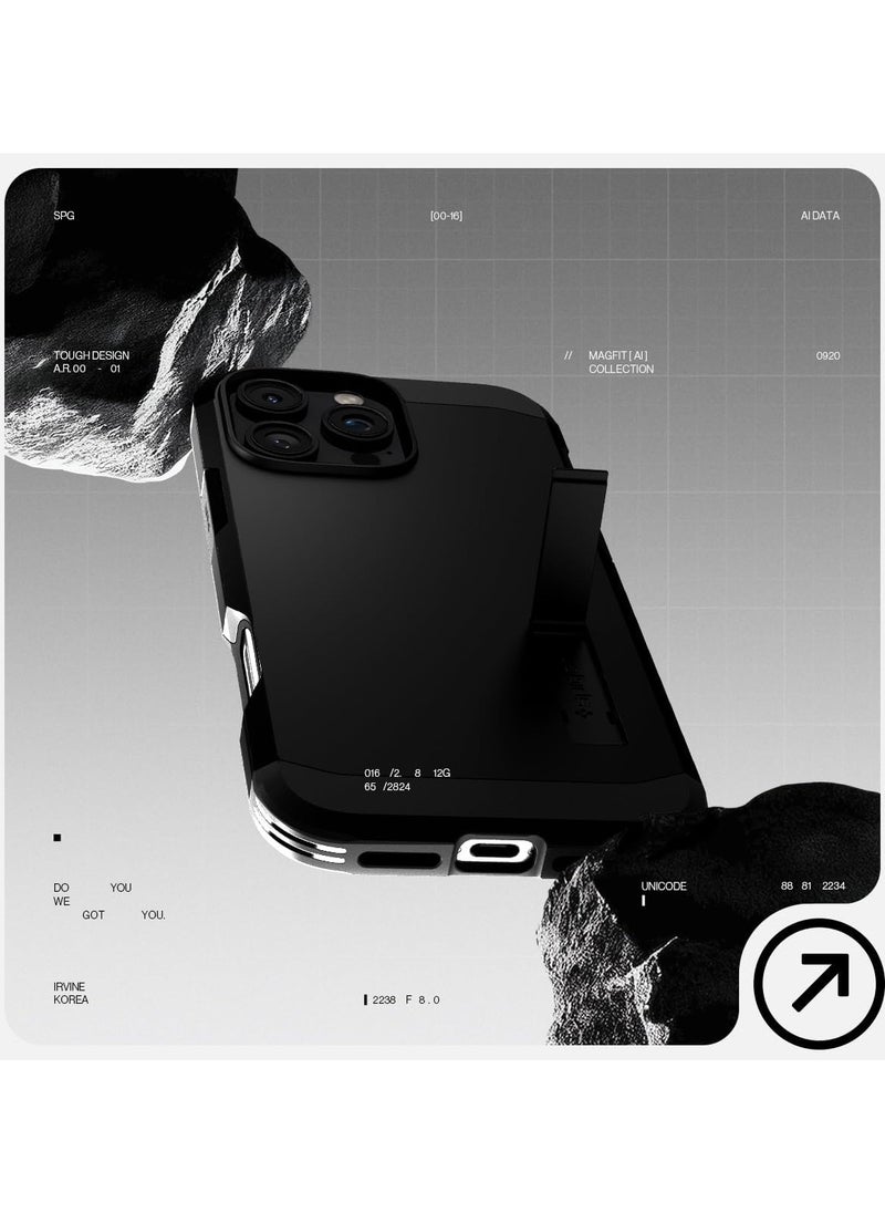 Spigen جراب Tough Armor MagFit AI لهاتف iPhone 16 Pro مع حامل (2024) - أسود  - Image 3
