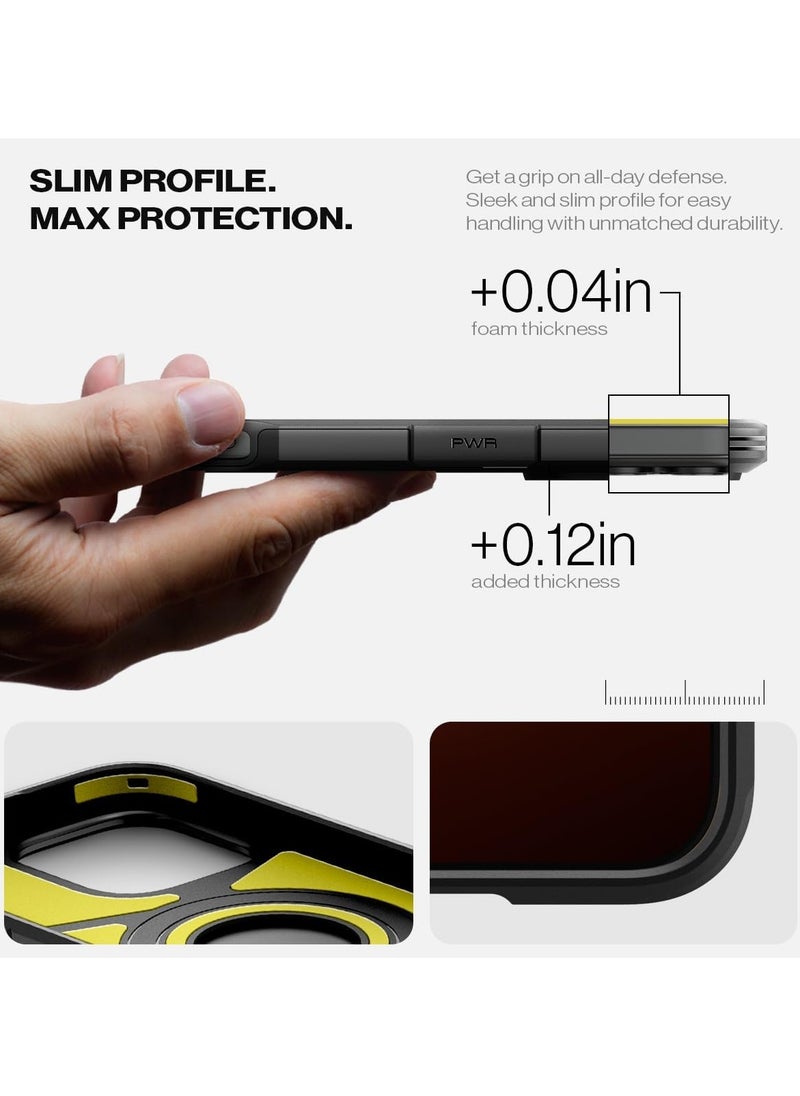جراب Tough Armor MagFit AI لهاتف iPhone 16 Pro مع حامل (2024) - أسود
