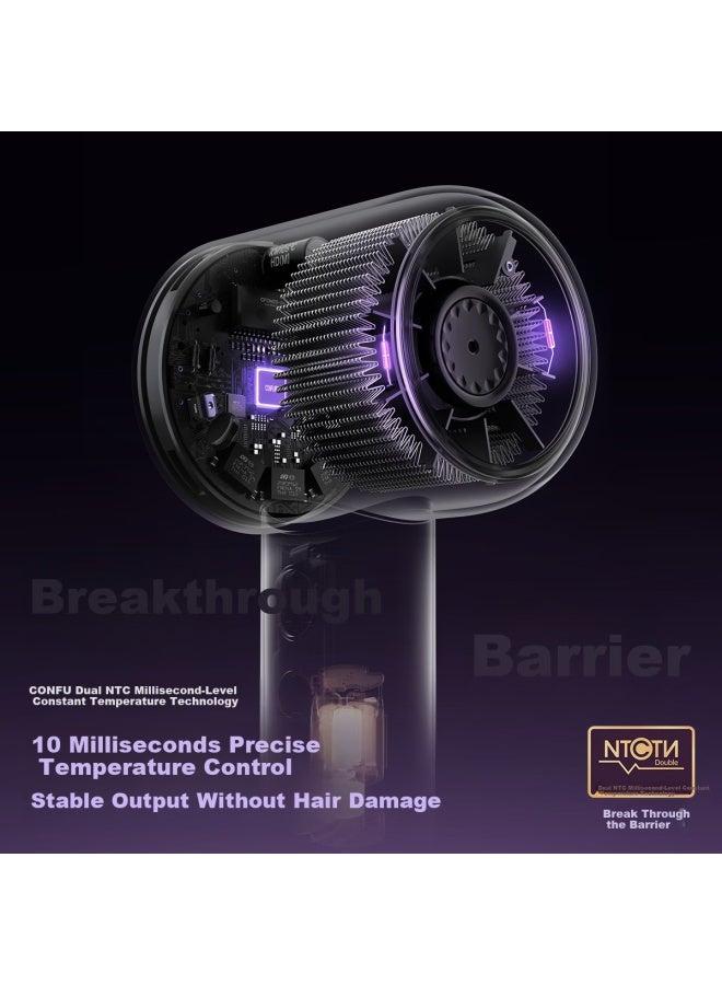 Confu Silk3 Diamond Light Water Ion High-speed Hair Dryer Essential Nourishing Quiet Quick-dry Home Hairdryer Aurora Purple - Image 5