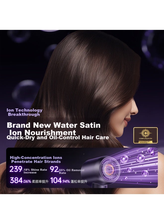 Confu Silk3 Diamond Light Water Ion High-speed Hair Dryer Essential Nourishing Quiet Quick-dry Home Hairdryer Aurora Purple - Image 1