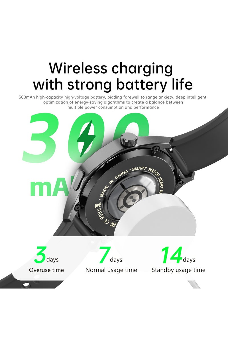 رولستيمي ساعة ذكية للرجال ، 1.53 بوصة عالية الوضوح تعمل باللمس شاشة كبيرة ، لتحديد المواقع لتحديد المواقع ، مكالمة بلوتوث ، مراقبة الصحة ، آي بي 67 ساعة رياضية مقاومة للماء ، ساعة 5 برو حزام فولاذي أسود - Image 2