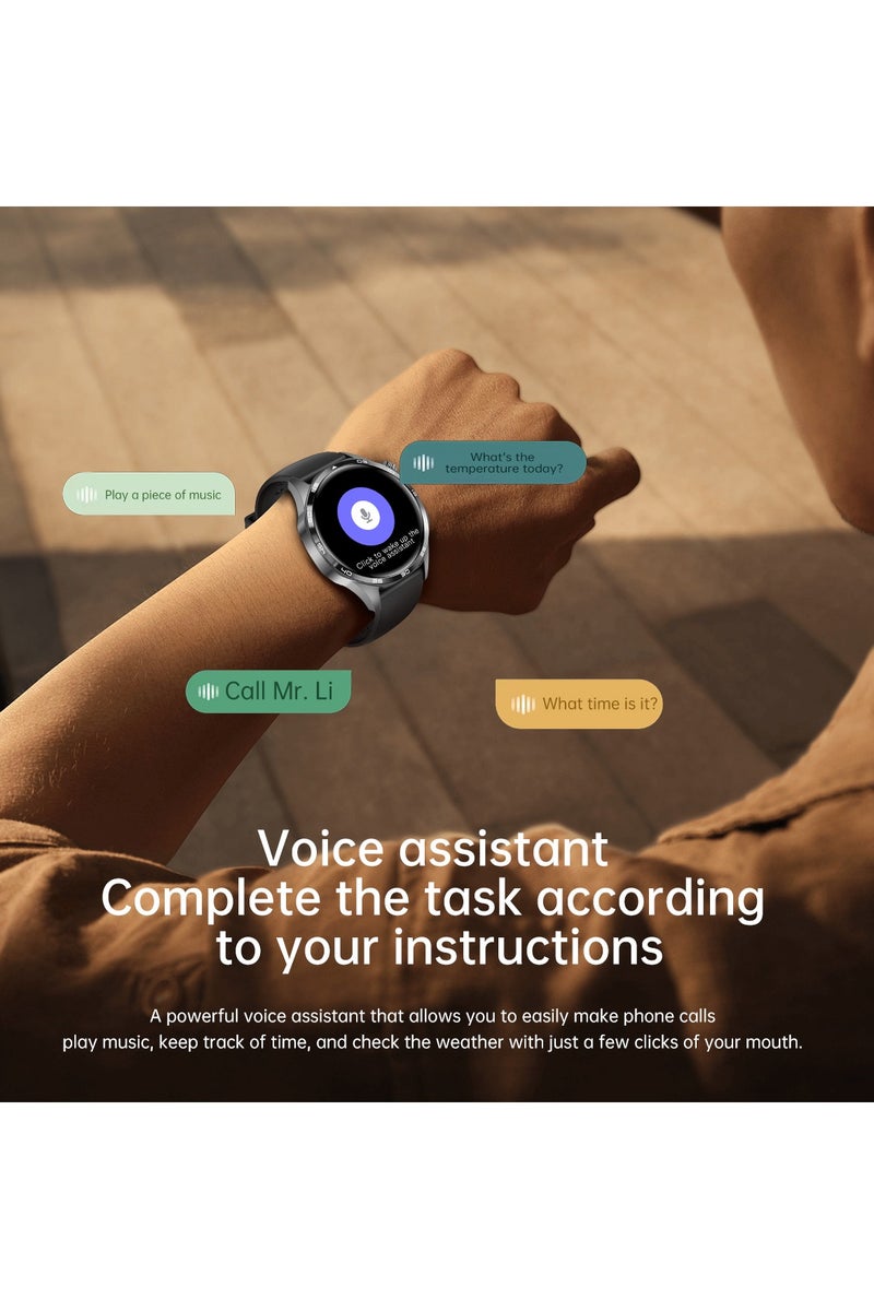 رولستيمي ساعة ذكية للرجال ، 1.53 بوصة عالية الوضوح تعمل باللمس شاشة كبيرة ، لتحديد المواقع لتحديد المواقع ، مكالمة بلوتوث ، مراقبة الصحة ، آي بي 67 ساعة رياضية مقاومة للماء ، ساعة 5 برو حزام فولاذي أسود - Image 4