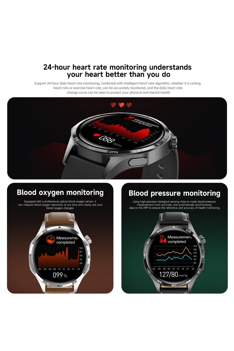 رولستيمي ساعة ذكية للرجال ، 1.53 بوصة عالية الوضوح تعمل باللمس شاشة كبيرة ، لتحديد المواقع لتحديد المواقع ، مكالمة بلوتوث ، مراقبة الصحة ، آي بي 67 ساعة رياضية مقاومة للماء ، ساعة 5 برو حزام فولاذي أسود - Image 5