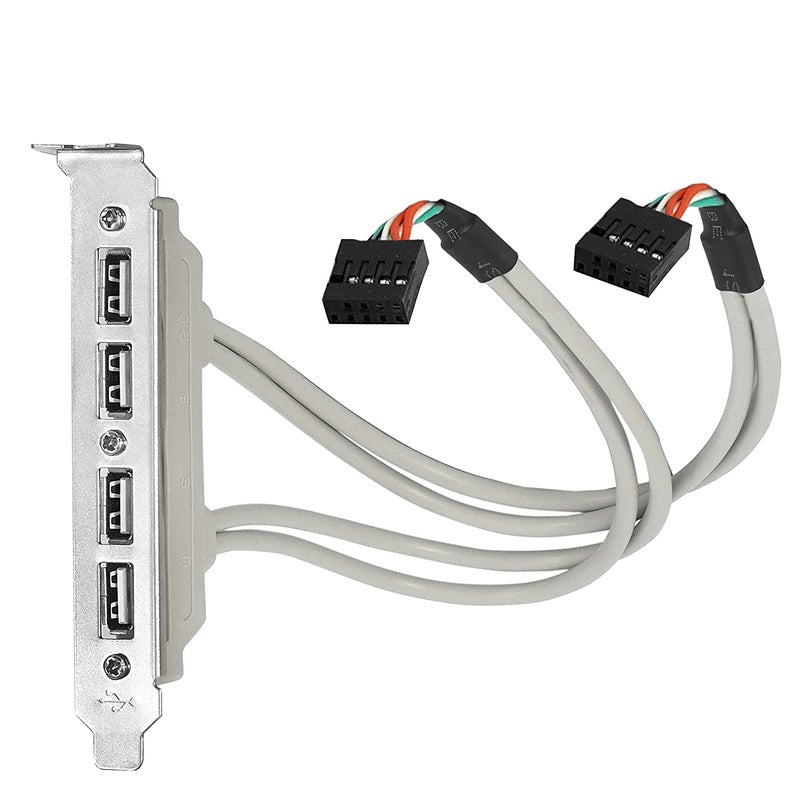 ikis محول لوحة فتحة رأس USB 2.0 بـ 4 منافذ مع كابل برغي أنثوي إلى اللوحة الأم 9 دبابيس خلفي PCI لوحة خلفية لجهاز الكمبيوتر المكتبي - Image 1
