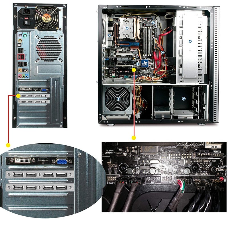 ikis محول لوحة فتحة رأس USB 2.0 بـ 4 منافذ مع كابل برغي أنثوي إلى اللوحة الأم 9 دبابيس خلفي PCI لوحة خلفية لجهاز الكمبيوتر المكتبي - Image 3