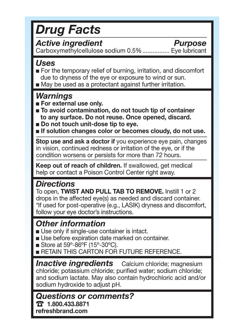 REFRESH - Plus Lubricant Eye Drops Preservativefree 0.01 Fl Oz Singleuse Containers 50 Count - Image 1