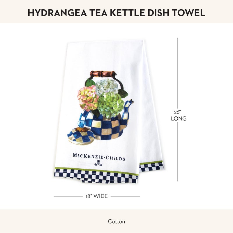 mackenzie childs MACKENZIE-CHILDS Cotton Dish Towel, Cute Decorative Kitchen Dish Towel for Cleaning and Home Decor, Set of 1, Hydrangea Tea Kettle - Image 4