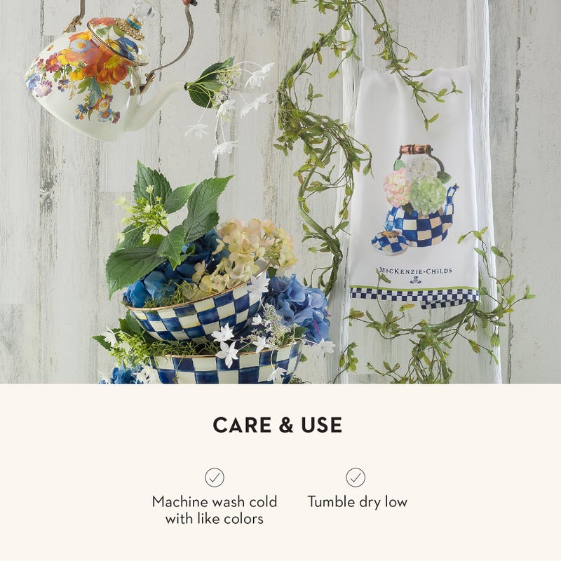 mackenzie childs MACKENZIE-CHILDS Cotton Dish Towel, Cute Decorative Kitchen Dish Towel for Cleaning and Home Decor, Set of 1, Hydrangea Tea Kettle - Image 5