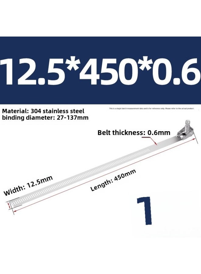 إسكدنيا مشبك ربط من الفولاذ المقاوم للصدأ 304، مشبك حلقي، مشبك حلقي لأنابيب المياه، غطاء المة، أنبوب الغاز، مشبك معدني - مواصفات النموذج: عرض النطاق الترددي 12.5*450*السُمك 0.6، قطر الربط 27~137 مم - Image 1