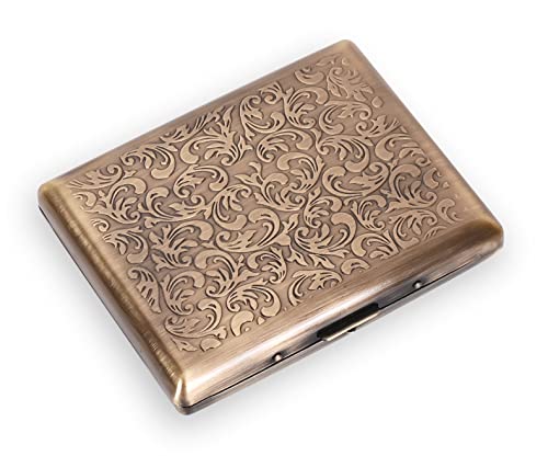 EYIDADAE Stylish Design Retro Metal Cigarette Case -Double Sided Spring Clip Open Cigarette,Pocket Holder Credit Card Holder Protective Security Wallet for Men and Women,Holds 18-20 100mm (Vine Bronze) - Image 1