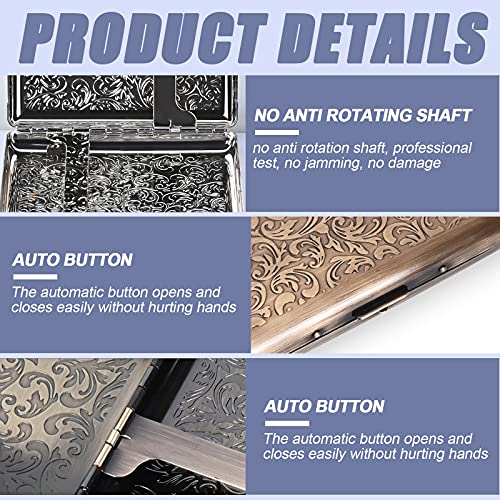 EYIDADAE Stylish Design Retro Metal Cigarette Case -Double Sided Spring Clip Open Cigarette,Pocket Holder Credit Card Holder Protective Security Wallet for Men and Women,Holds 18-20 100mm (Vine Bronze) - Image 4
