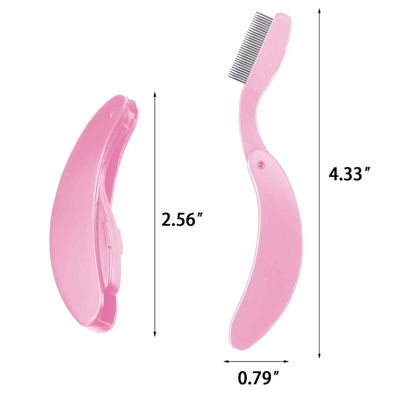 TecUnite 4 Packs Folding Eyelash Comb, Stainless Steel Metal Teeth Eyebrow Separator Comb Lash and Brow Makeup Applicator Brush Professional Tool for Define Lash - Image 2