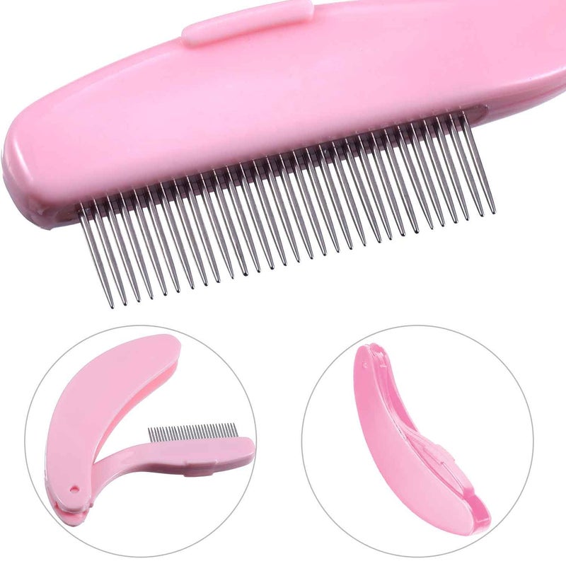TecUnite 4 Packs Folding Eyelash Comb, Stainless Steel Metal Teeth Eyebrow Separator Comb Lash and Brow Makeup Applicator Brush Professional Tool for Define Lash - Image 3