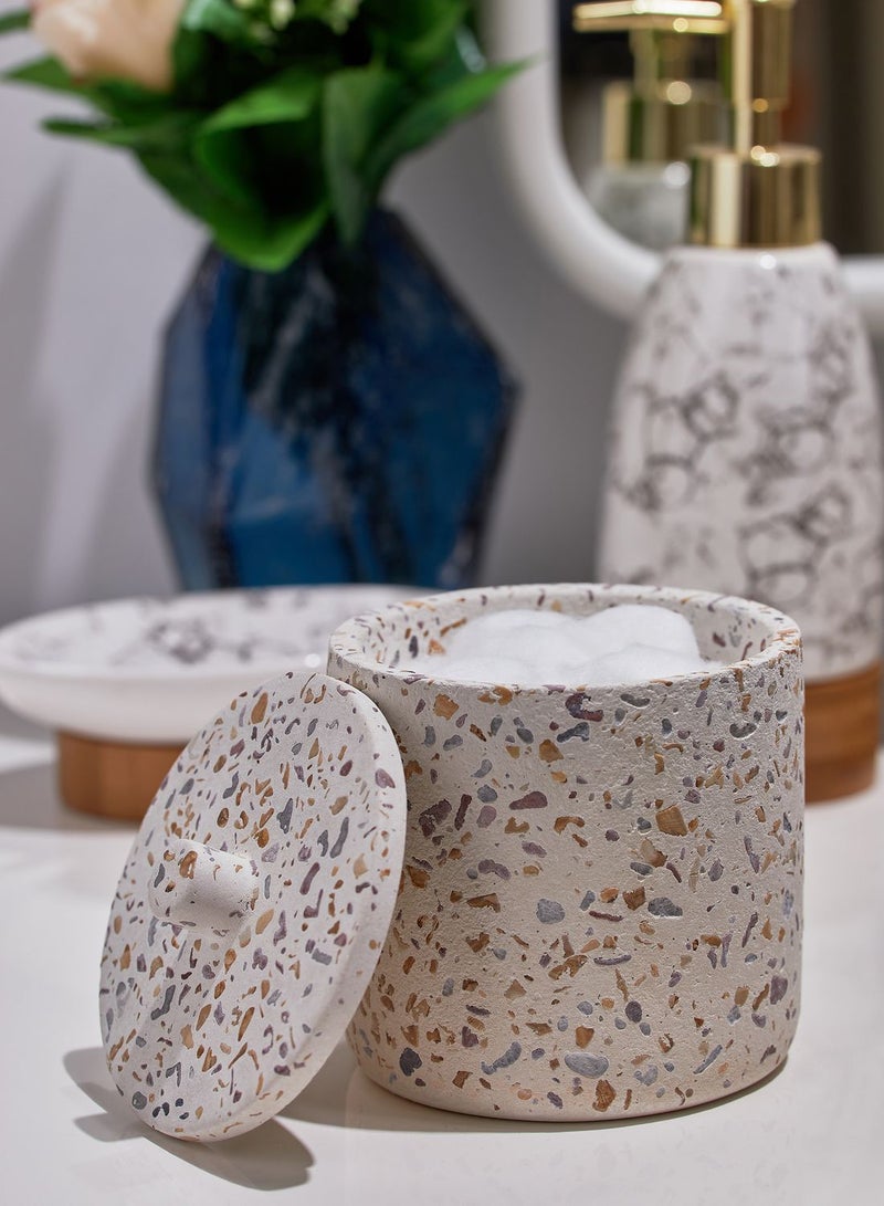 Premier Gozo Concrete Cotton Jar 9.3x 11.2cm - Image 1