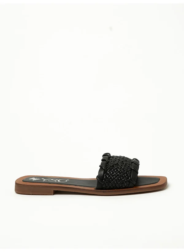 Y.so Y.SO Ladies Flat Sandals Black | Made In India