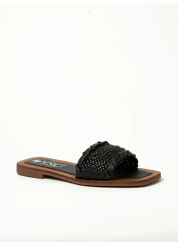 ييزو Y.SO Ladies Flat Sandals Black | Made In India