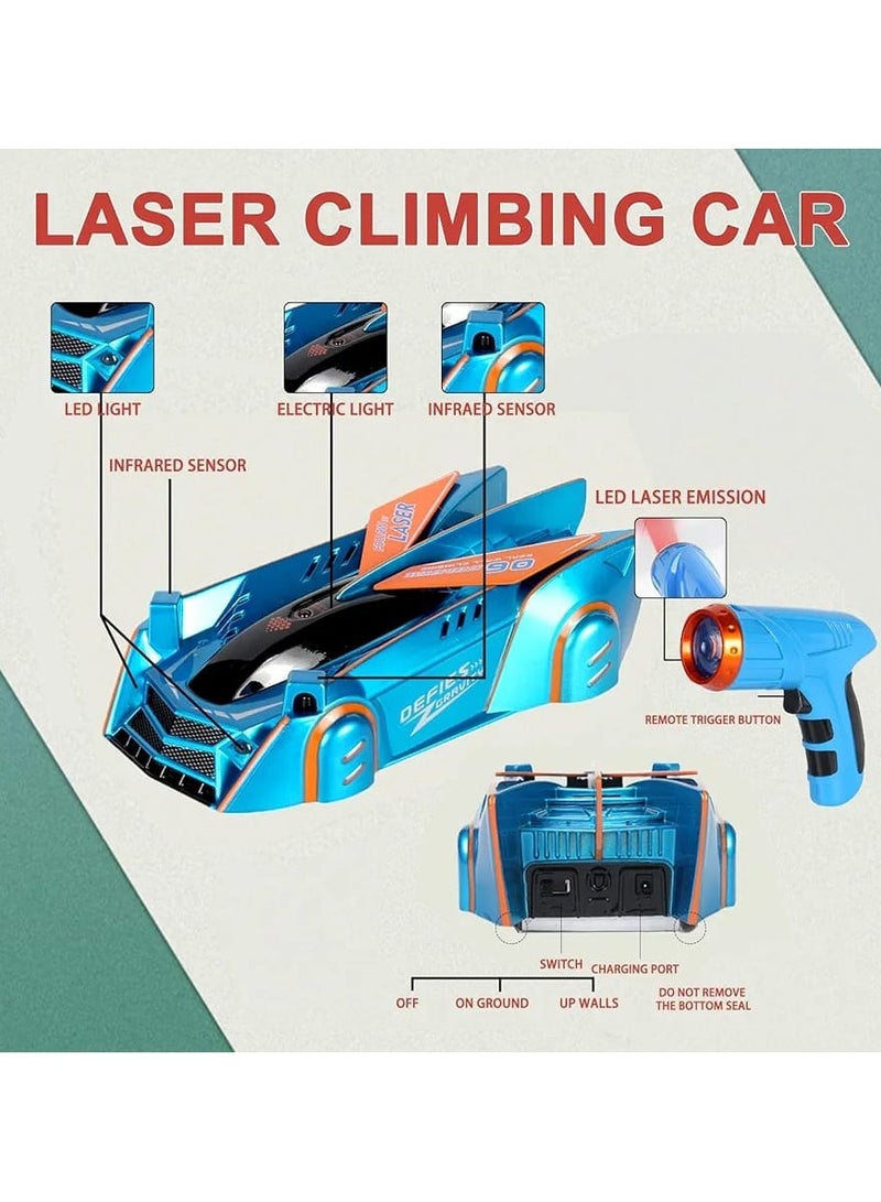 “Blue Infrared Laser RC Wall-Climbing Car – Anti‑Gravity Stunt Racer on Walls, Ceilings & Floors – USB Rechargeable Remote Toy for Kids & Teens” - Image 2