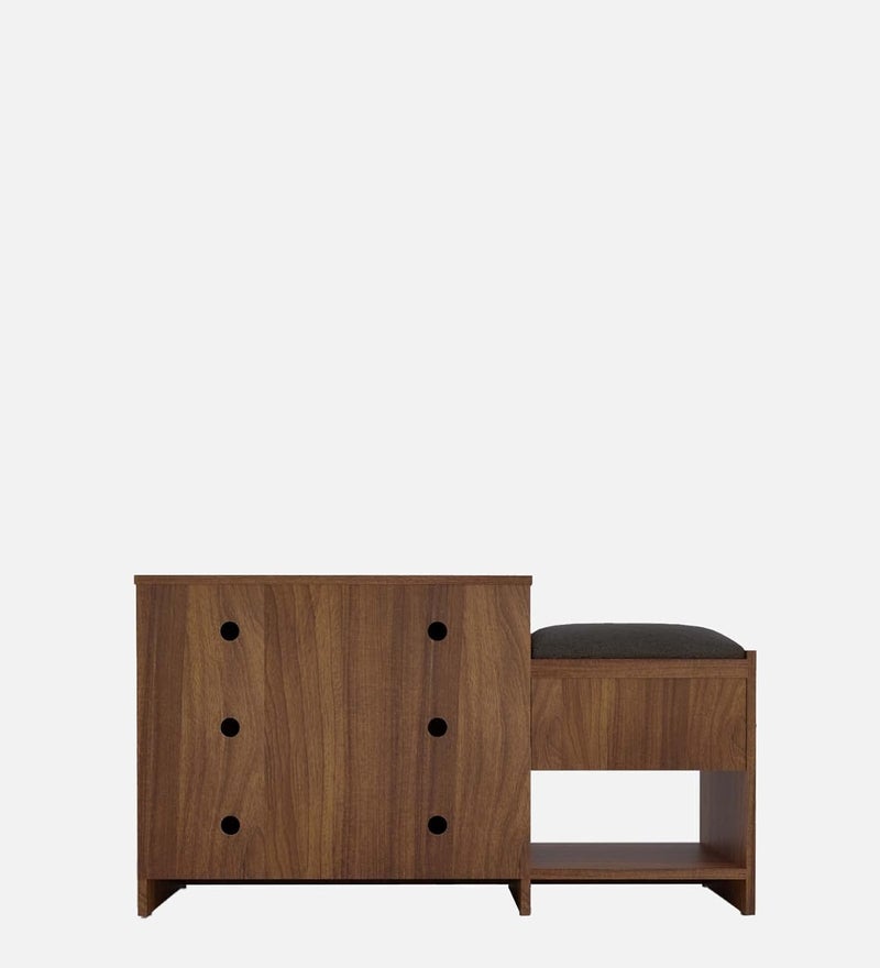NEUDOT NEUDOT KIRARO 2 Door Engineered Wood Shoerack with Cushion Footwear Organizer 1 Drawer 4 Shelves Slipper Sandals Stand Wooden Shoe Rack for Home Finish Color Leon Teak 1 Year Warranty - Image 5