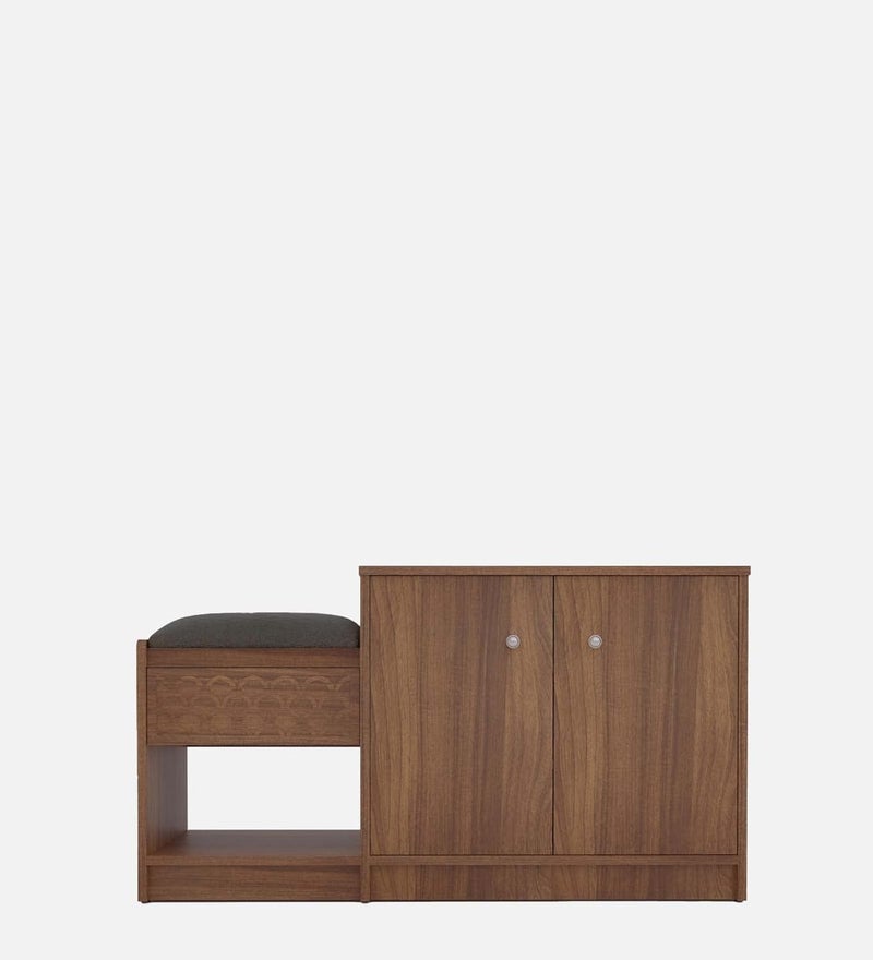 NEUDOT NEUDOT KIRARO 2 Door Engineered Wood Shoerack with Cushion Footwear Organizer 1 Drawer 4 Shelves Slipper Sandals Stand Wooden Shoe Rack for Home Finish Color Leon Teak 1 Year Warranty - Image 3
