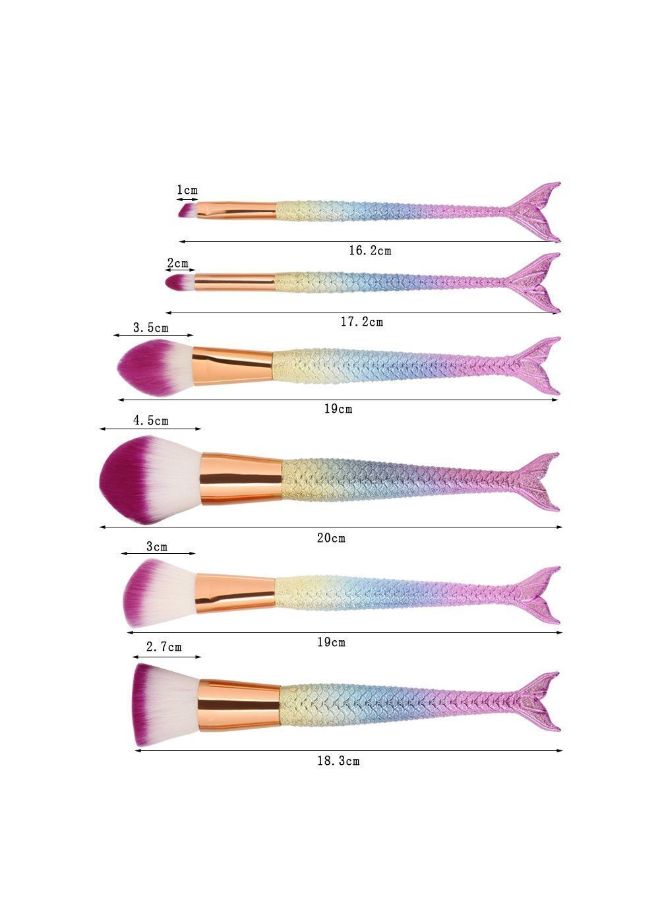 LWHao 6 Pieces Mermaid Makeup Brush Set Lovely Makeup Brush Kit for Girls Portable Beauty Cosmetic Tools Women Cosmetic Concealer Brush - Image 3