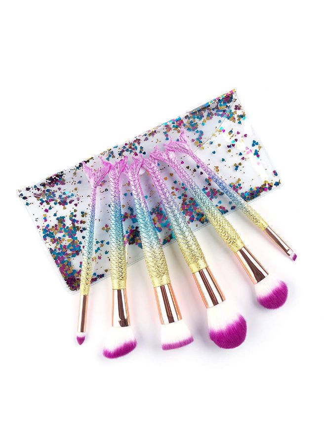 LWHao 6 Pieces Mermaid Makeup Brush Set Lovely Makeup Brush Kit for Girls Portable Beauty Cosmetic Tools Women Cosmetic Concealer Brush - Image 2