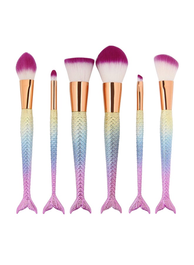 LWHao 6 Pieces Mermaid Makeup Brush Set Lovely Makeup Brush Kit for Girls Portable Beauty Cosmetic Tools Women Cosmetic Concealer Brush - Image 1