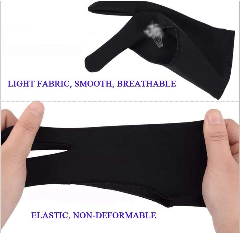 Gzingen 6 Pieces Artist Glove for Drawing Tablet (S M L), Two-Finger Tablet Drawing Gloves, Digital Artist Gloves for Graphics Pen Drawing Tablet Monitor Painting-Three Size in One (Black/White) - Image 3